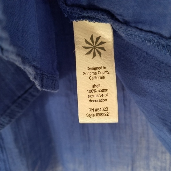 Athleta Calico Tunic Cerulean Tie Front Tassel Top - Picture 5 of 8